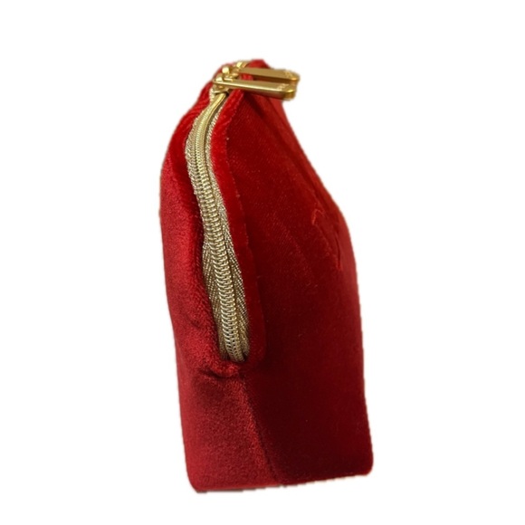 Christian Dior Red Velvet Double Zipper Travel Cosmetic Toiletry Evening Bag - Picture 3 of 9
